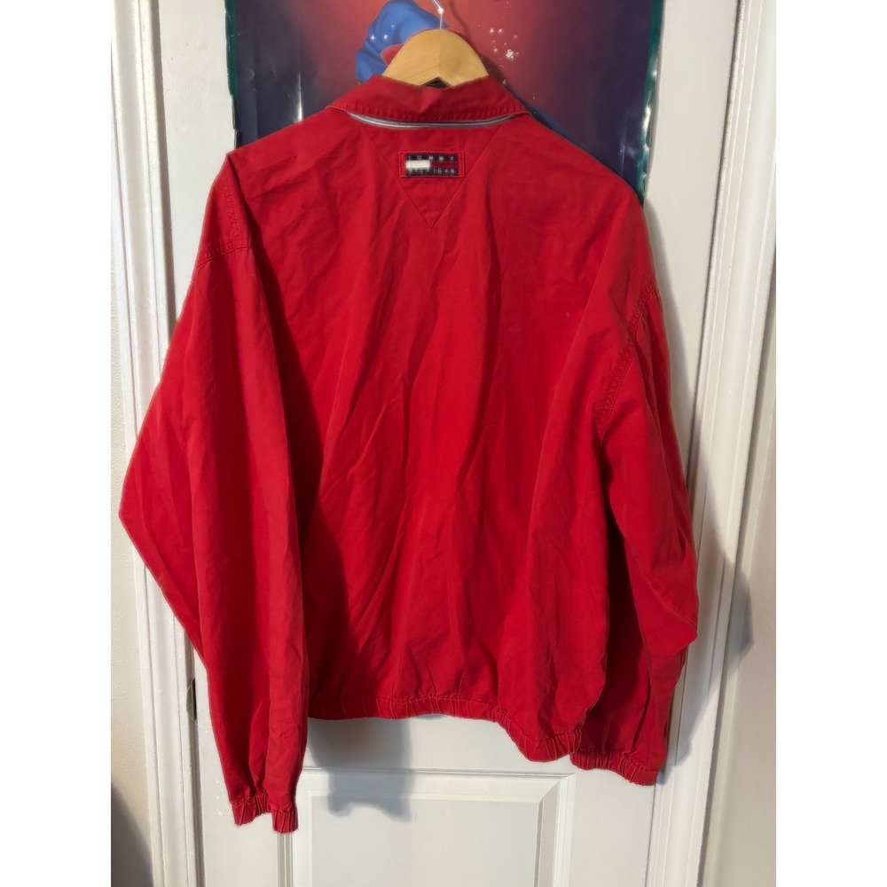 Tommy Hilfiger Vintage Mens Red Harrington Jacket Windbreaker Full Zip Large - Picture 2 of 6